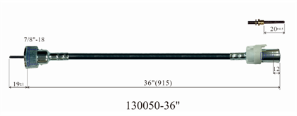 7/8"-18 female to Ford clip-on 36" length